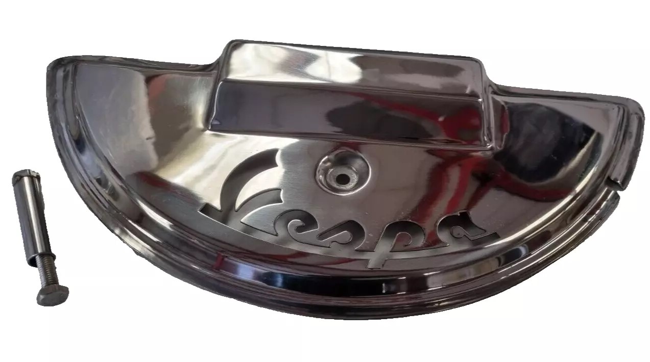 Vespa Spare Wheel Cover With Bolt Half Moon Px Lml Stainless Laser